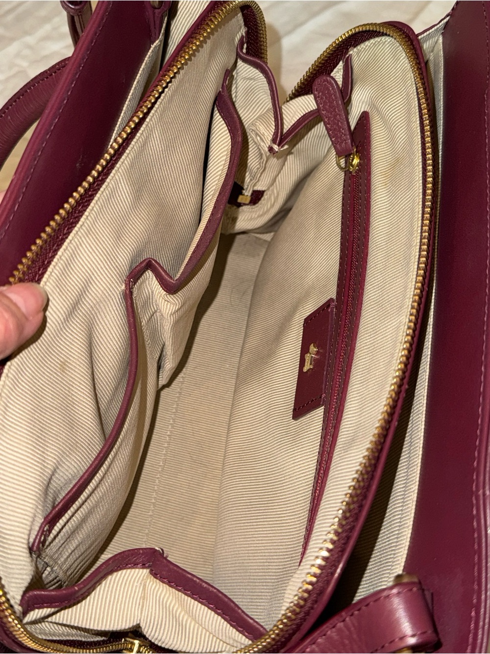 Radley London Dark Cherry Burgundy Leather Satchel Top Handle Crossbody - Picture 5 of 11